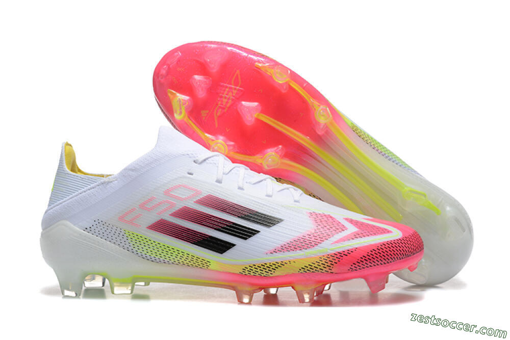 Adidas F50 Elite FG Low-Tops Soccer Cleats - White/Red/Yellow 0