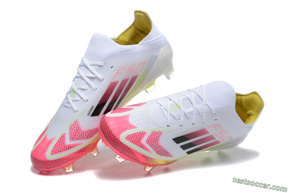 Adidas F50 Elite FG Low-Tops Soccer Cleats - White/Red/Yellow 3