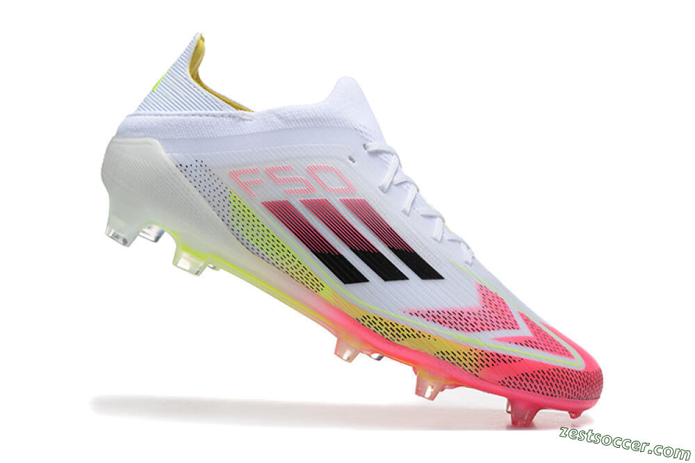 Adidas F50 Elite FG Low-Tops Soccer Cleats - White/Red/Yellow 4