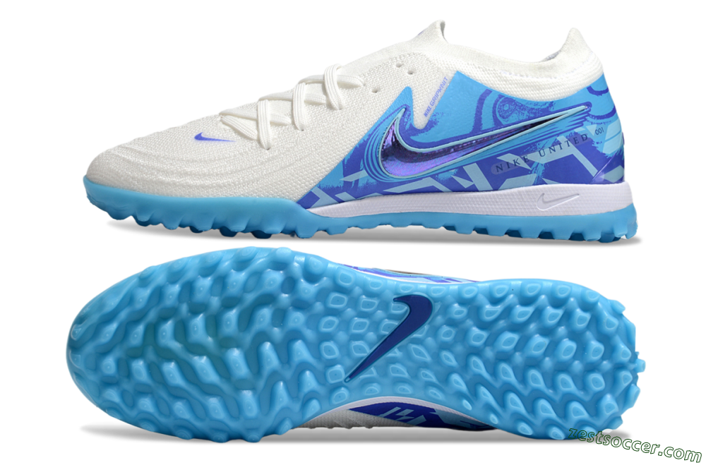 Nike Phantom GX 2 Elite TF Low-Tops Soccer Shoes - Beige/Blue/White 1