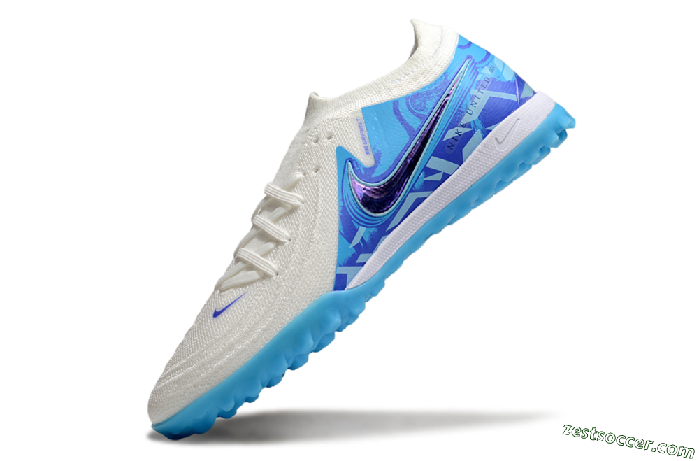 Nike Phantom GX 2 Elite TF Low-Tops Soccer Shoes - Beige/Blue/White 5