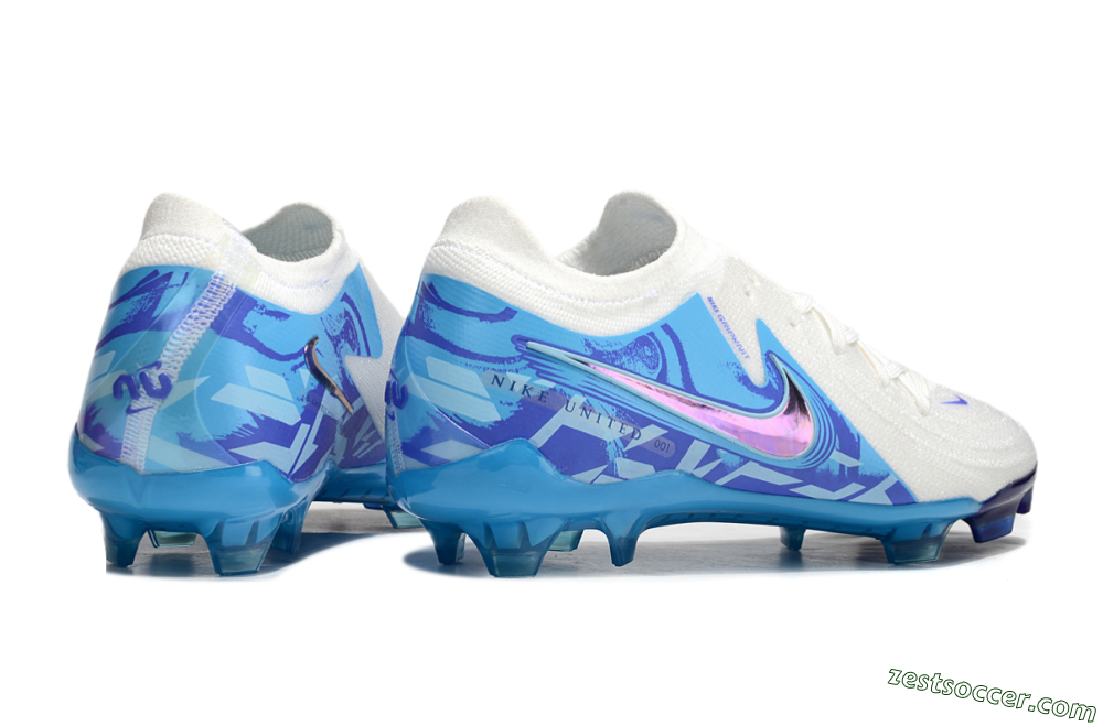 Nike Phantom Luna Elite FG Low-Tops Soccer Cleats - Beige/Blue/White 6