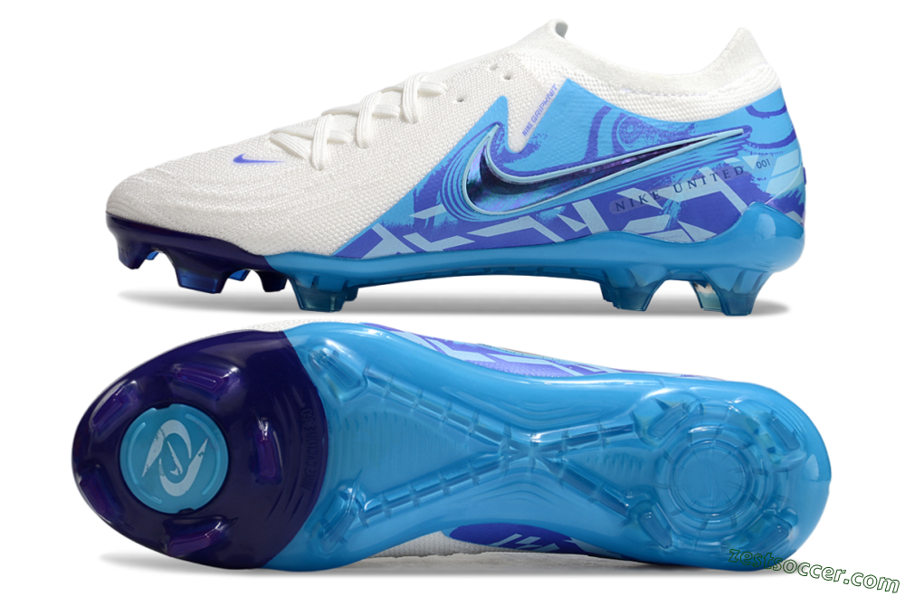 Nike Phantom Luna Elite FG Low-Tops Soccer Cleats - Beige/Blue/White 1