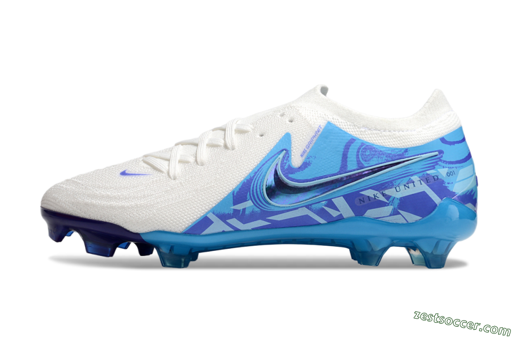Nike Phantom Luna Elite FG Low-Tops Soccer Cleats - Beige/Blue/White 2
