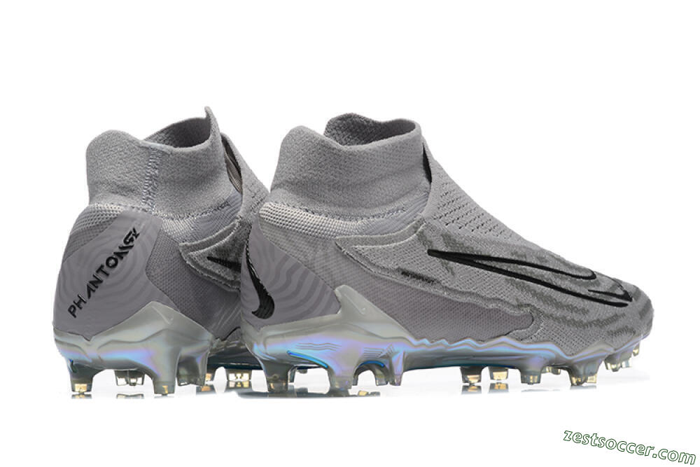 Nike Phantom GX 2 Elite FG High-Tops Soccer Cleats - Grey/Black/Gold 9