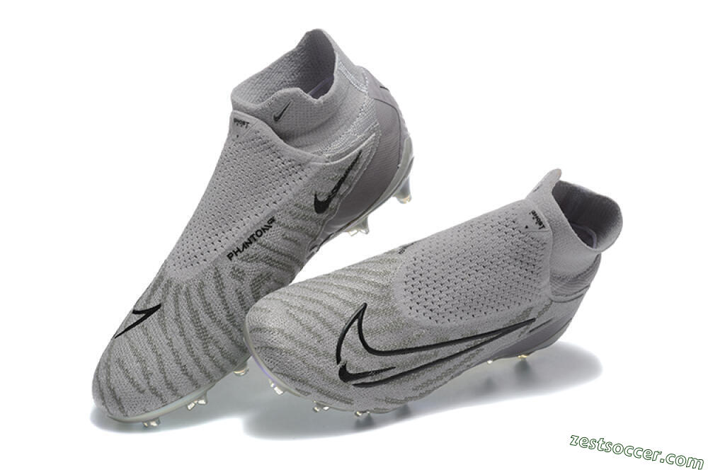 Nike Phantom GX 2 Elite FG High-Tops Soccer Cleats - Grey/Black/Gold 6