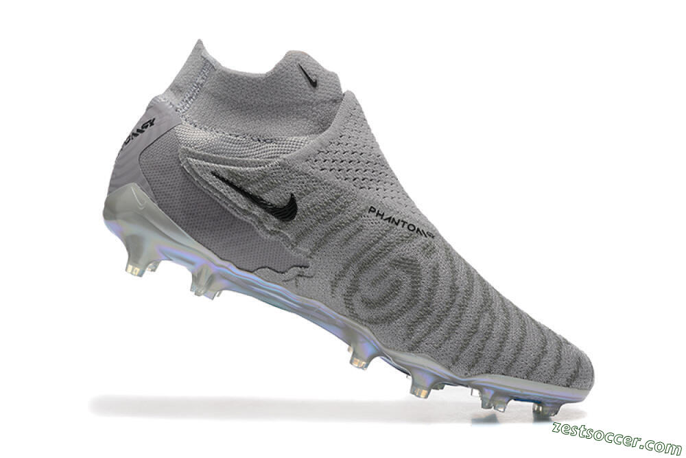 Nike Phantom GX 2 Elite FG High-Tops Soccer Cleats - Grey/Black/Gold 7
