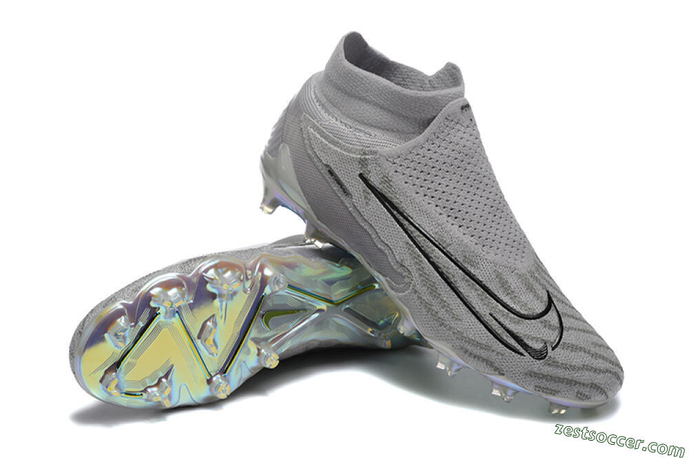 Nike Phantom GX 2 Elite FG High-Tops Soccer Cleats - Grey/Black/Gold 4