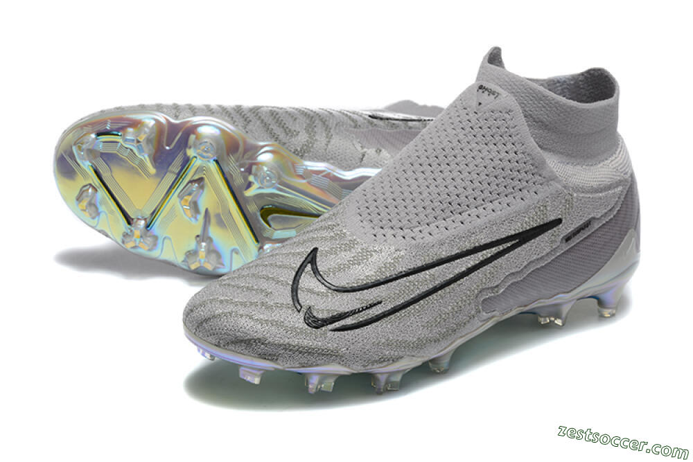 Nike Phantom GX 2 Elite FG High-Tops Soccer Cleats - Grey/Black/Gold 3