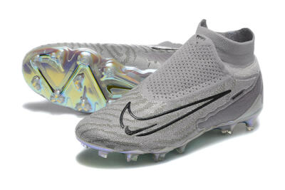 Nike Phantom GX 2 Elite FG High-Tops Soccer Cleats - Grey/Black/Gold