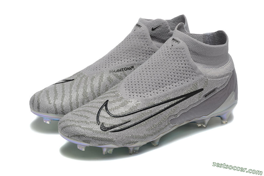 Nike Phantom GX 2 Elite FG High-Tops Soccer Cleats - Grey/Black/Gold 5