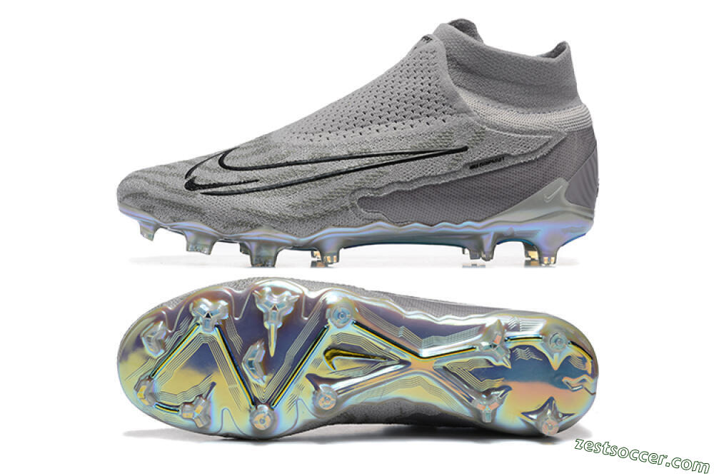 Nike Phantom GX 2 Elite FG High-Tops Soccer Cleats - Grey/Black/Gold 1