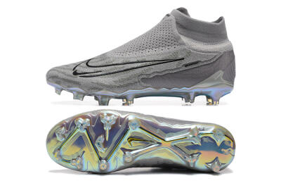 Nike Phantom GX 2 Elite FG High-Tops Soccer Cleats - Grey/Black/Gold