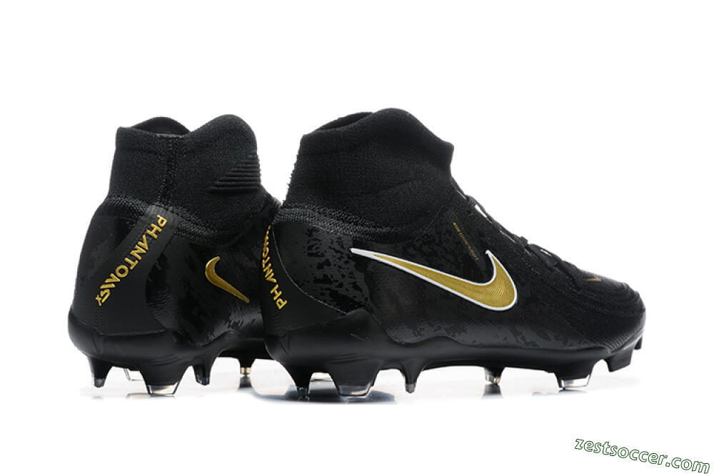 Nike Phantom Luna Elite FG High-Tops Soccer Cleats - Black/Gold 9