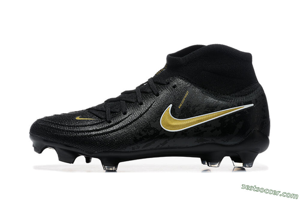 Nike Phantom Luna Elite FG High-Tops Soccer Cleats - Black/Gold 2