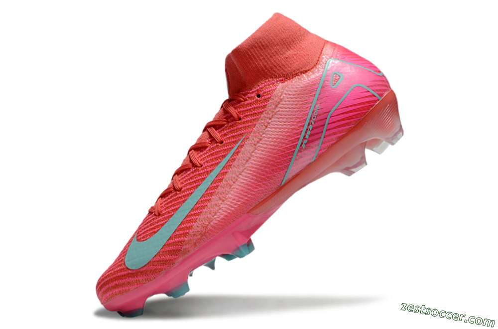 Nike Air Zoom Mercurial Superfly 10 Elite FG High-Tops Soccer Cleats - Red/Jade/Pink 5