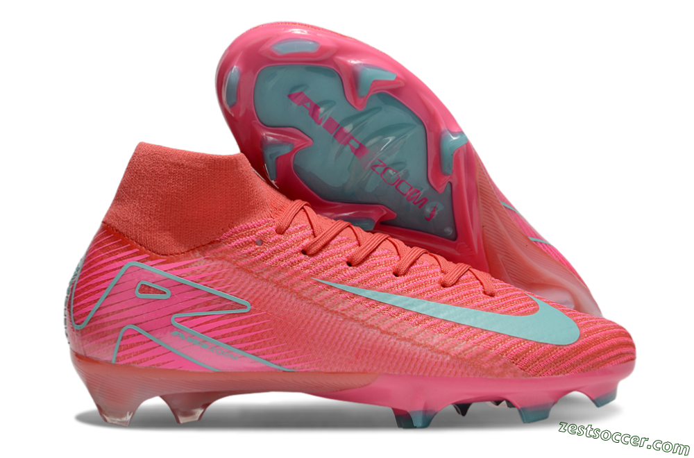 Nike Air Zoom Mercurial Superfly 10 Elite FG High-Tops Soccer Cleats - Red/Jade/Pink 0