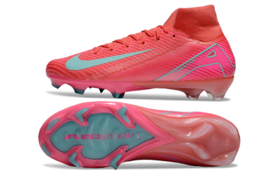Nike Air Zoom Mercurial Superfly 10 Elite FG High-Tops Soccer Cleats - Red/Jade/Pink