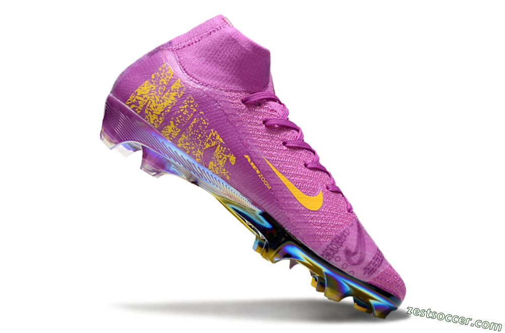 Nike Air Zoom Mercurial Superfly 10 Elite FG High-Tops Soccer Cleats - Purple/Yellow/Gold 4