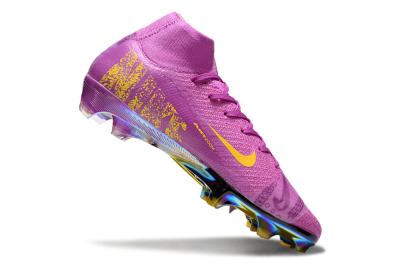 Nike Air Zoom Mercurial Superfly 10 Elite FG High-Tops Soccer Cleats - Purple/Yellow/Gold