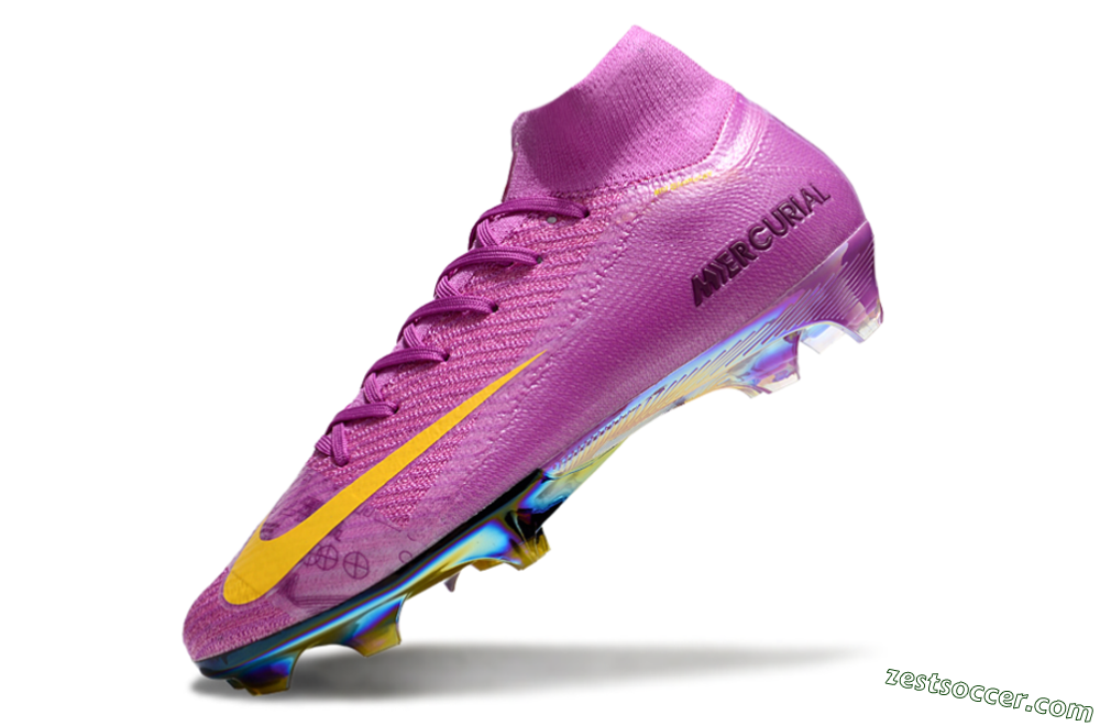 Nike Air Zoom Mercurial Superfly 10 Elite FG High-Tops Soccer Cleats - Purple/Yellow/Gold 5