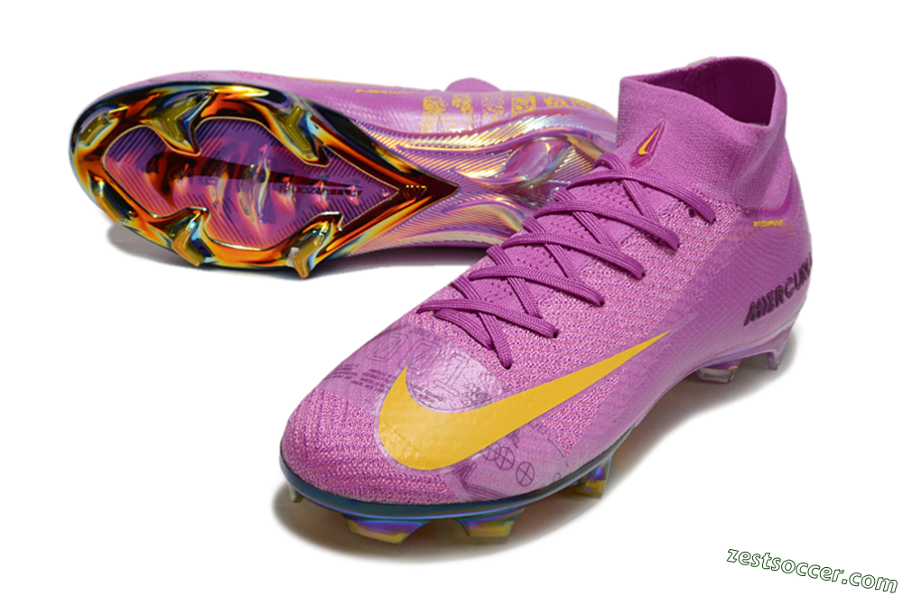 Nike Air Zoom Mercurial Superfly 10 Elite FG High-Tops Soccer Cleats - Purple/Yellow/Gold 3