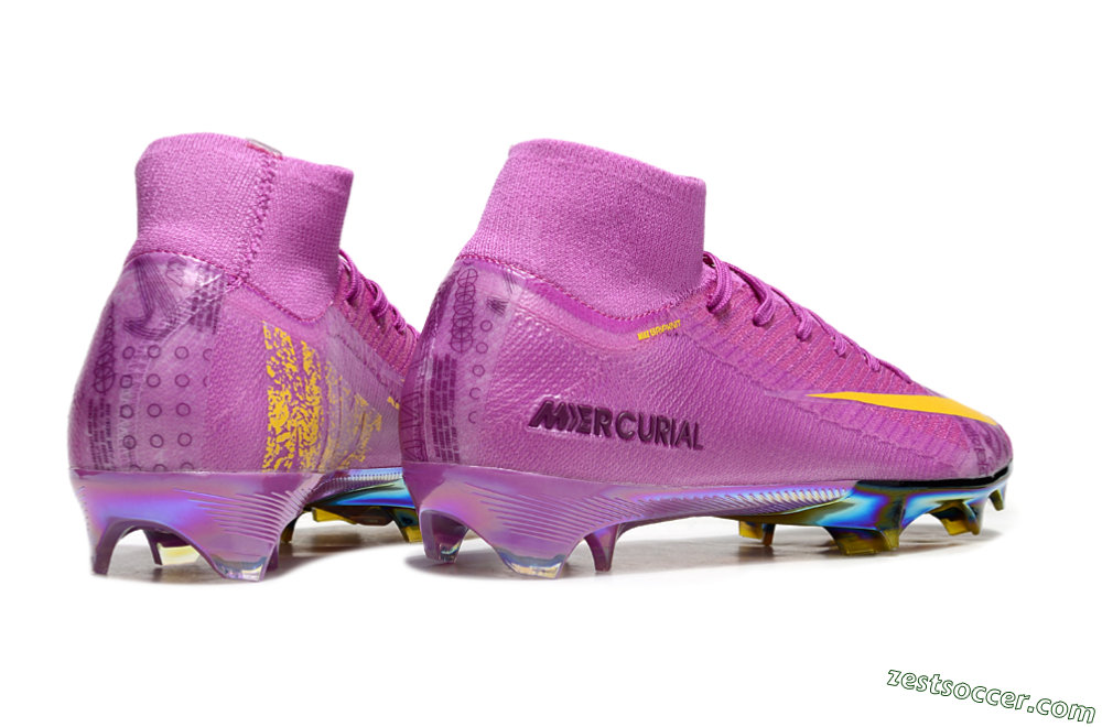 Nike Air Zoom Mercurial Superfly 10 Elite FG High-Tops Soccer Cleats - Purple/Yellow/Gold 6