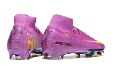 Nike Air Zoom Mercurial Superfly 10 Elite FG High-Tops Soccer Cleats - Purple/Yellow/Gold