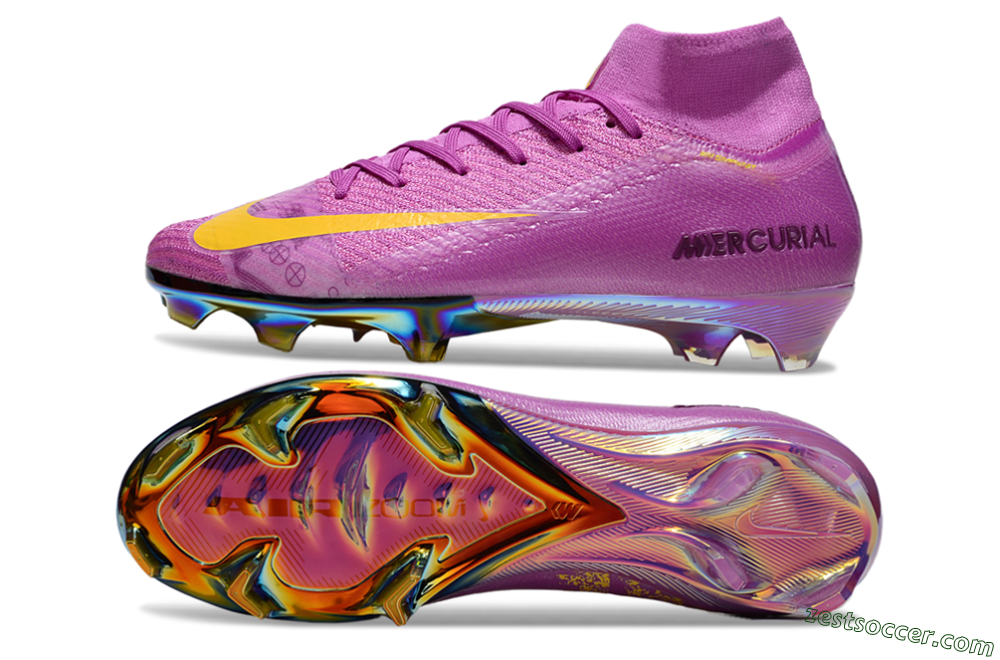 Nike Air Zoom Mercurial Superfly 10 Elite FG High-Tops Soccer Cleats - Purple/Yellow/Gold 1