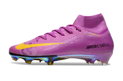 Nike Air Zoom Mercurial Superfly 10 Elite FG High-Tops Soccer Cleats - Purple/Yellow/Gold