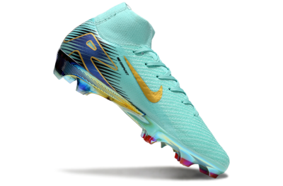 Nike Air Zoom Mercurial Superfly 10 Elite FG High-Tops Soccer Cleats - Jade/Gold/Blue