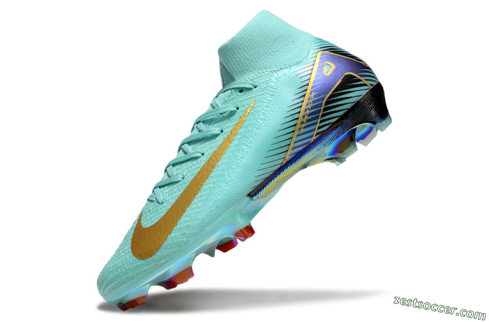 Nike Air Zoom Mercurial Superfly 10 Elite FG High-Tops Soccer Cleats - Jade/Gold/Blue 5