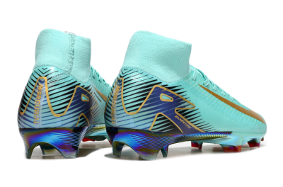 Nike Air Zoom Mercurial Superfly 10 Elite FG High-Tops Soccer Cleats - Jade/Gold/Blue