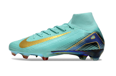 Nike Air Zoom Mercurial Superfly 10 Elite FG High-Tops Soccer Cleats - Jade/Gold/Blue