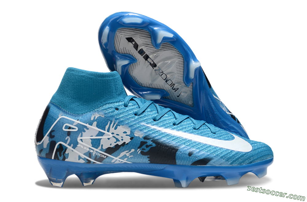 Nike Air Zoom Mercurial Superfly 10 Elite FG High-Tops Soccer Cleats - Blue/White/Black 0