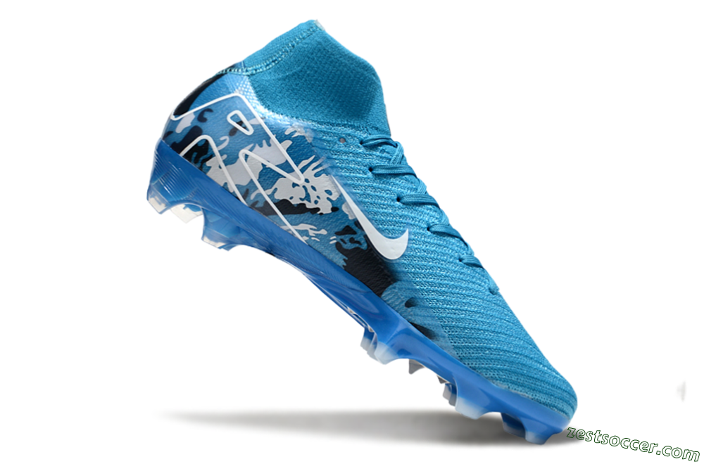 Nike Air Zoom Mercurial Superfly 10 Elite FG High-Tops Soccer Cleats - Blue/White/Black 4