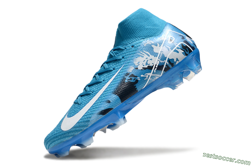 Nike Air Zoom Mercurial Superfly 10 Elite FG High-Tops Soccer Cleats - Blue/White/Black 5