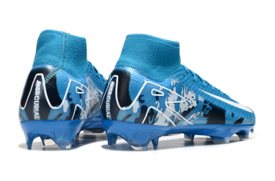 Nike Air Zoom Mercurial Superfly 10 Elite FG High-Tops Soccer Cleats - Blue/White/Black