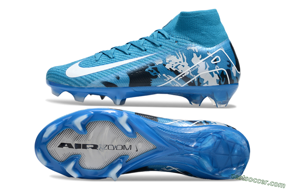 Nike Air Zoom Mercurial Superfly 10 Elite FG High-Tops Soccer Cleats - Blue/White/Black 1