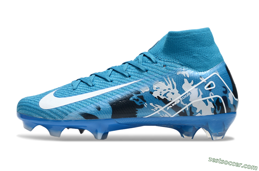 Nike Air Zoom Mercurial Superfly 10 Elite FG High-Tops Soccer Cleats - Blue/White/Black 2