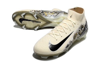 Nike Air Zoom Mercurial Superfly 10 Elite FG High-Tops Soccer Cleats - Beige/Black/Yellow