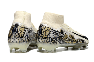 Nike Air Zoom Mercurial Superfly 10 Elite FG High-Tops Soccer Cleats - Beige/Black/Yellow