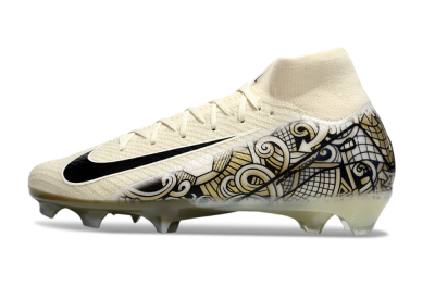 Nike Air Zoom Mercurial Superfly 10 Elite FG High-Tops Soccer Cleats - Beige/Black/Yellow