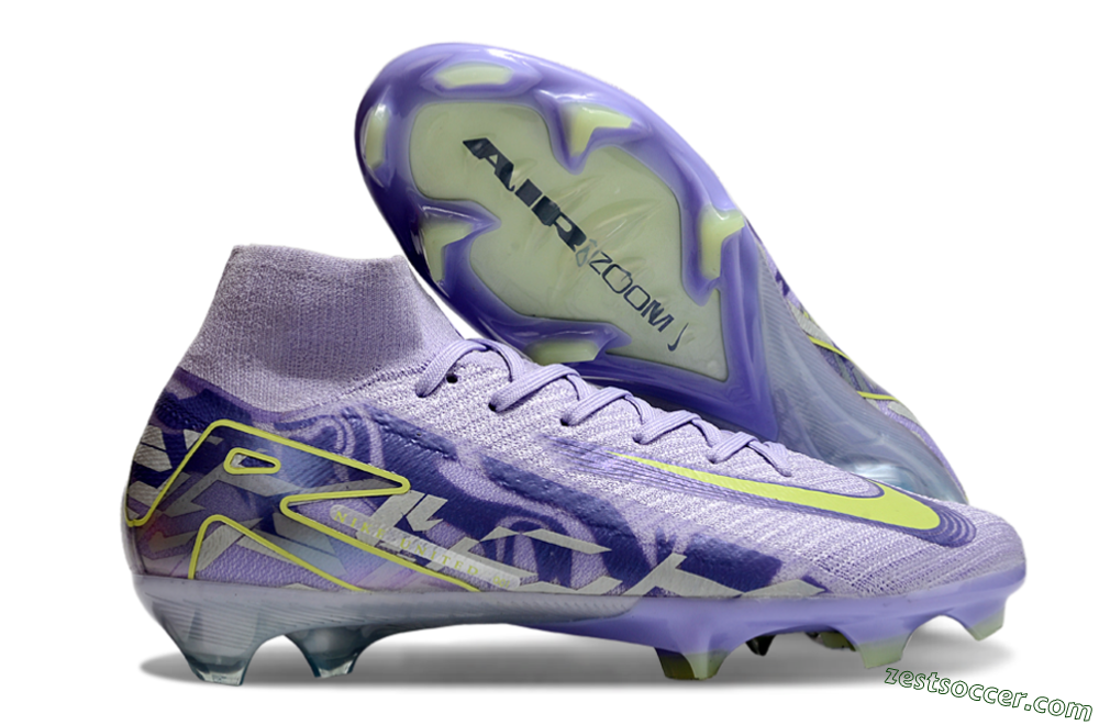 Nike Air Zoom Mercurial Superfly 10 Elite FG High-Tops Soccer Cleats - Purple/Yellow 0