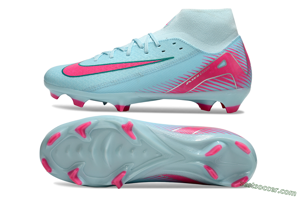 Nike Air Zoom Mercurial Superfly 10 Elite FG High-Tops Soccer Cleats - Jade/Pink/White 1