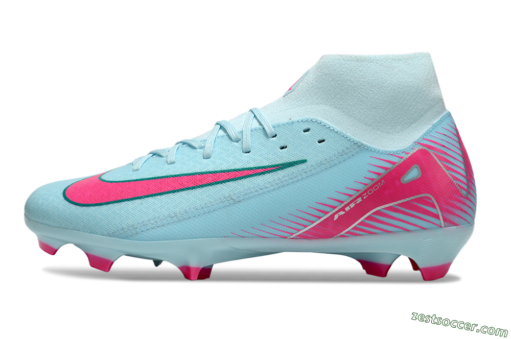 Nike Air Zoom Mercurial Superfly 10 Elite FG High-Tops Soccer Cleats - Jade/Pink/White 2