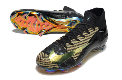 Nike Air Zoom Mercurial Superfly 10 Elite FG High-Tops Soccer Cleats - Black/Gold/White