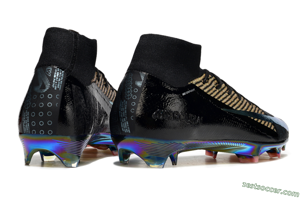 Nike Air Zoom Mercurial Superfly 10 Elite FG High-Tops Soccer Cleats - Black/Gold/White 6