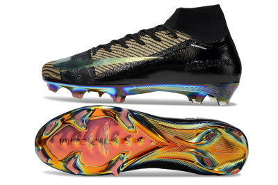 Nike Air Zoom Mercurial Superfly 10 Elite FG High-Tops Soccer Cleats - Black/Gold/White