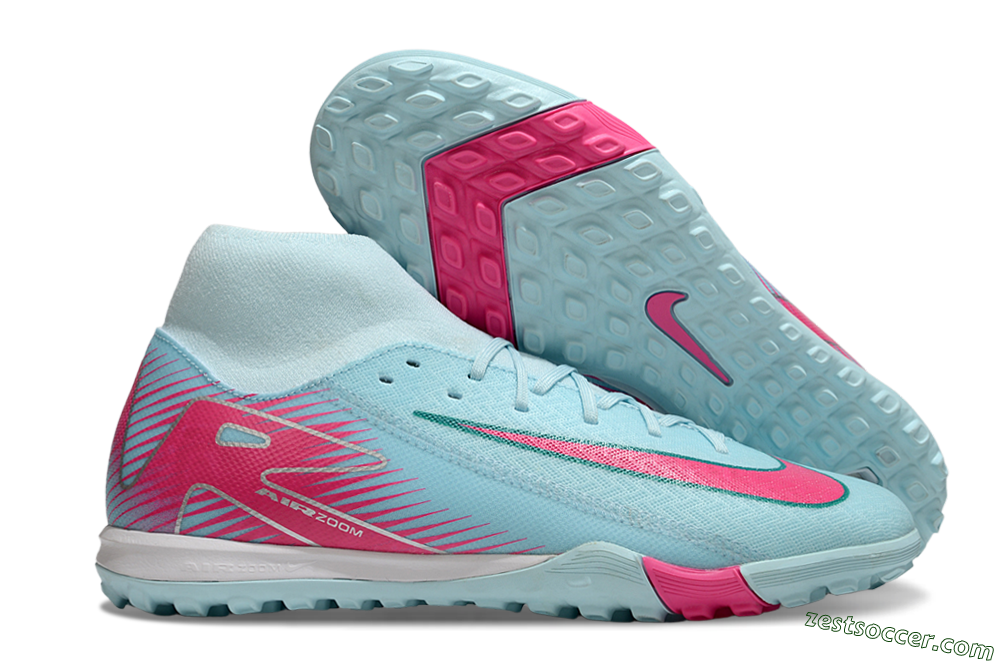 Nike Air Zoom Mercurial Superfly 10 Elite TF High-Tops Soccer Shoes - Jade/Pink/White 0